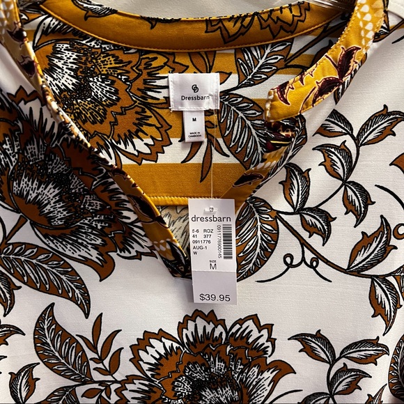 3/4 sleeves white and caramel blouse - Picture 2 of 5